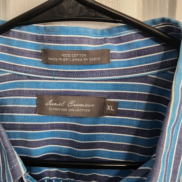 Daniel Cremieux Mens Blue Striped Button Up 100% Cotton Top XL - Picture 3 of 5
